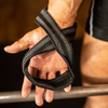 Black W8TRAIN Padded Figure-8 Wrist Lifting Straps for Powerlifting, Deadlift, Shrugs