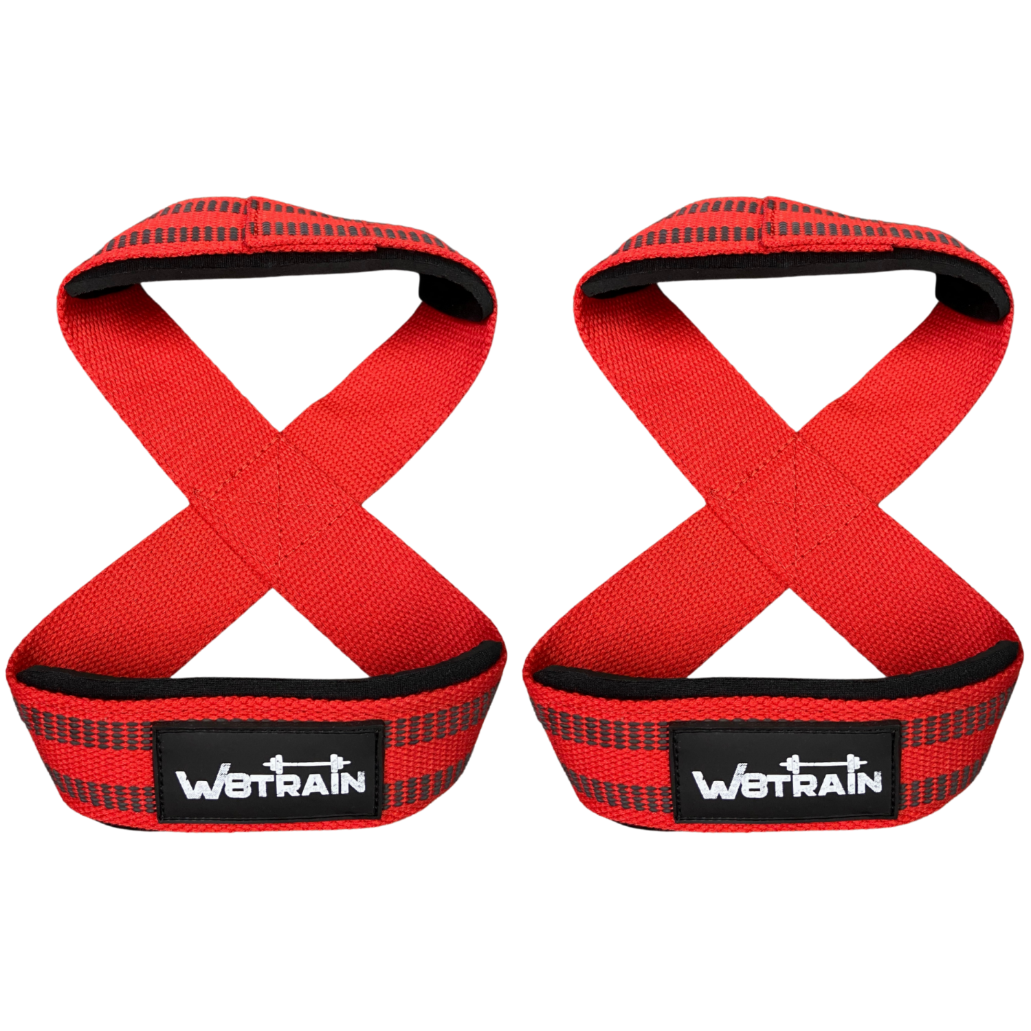 Red W8TRAIN Padded Figure-8 Wrist Lifting Straps for Powerlifting, Dea –  w8train